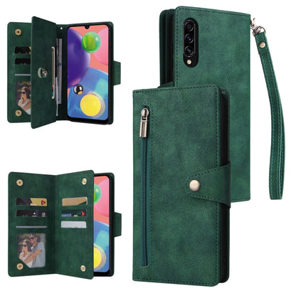 Rivet Buckle 9 Cards Three Fold Leather Phone Case, For Samsung Galaxy A40, For Samsung Galaxy A42 5G, For Samsung Galaxy A51, For Samsung Galaxy A51 5G, For Samsung Galaxy A52 5G, For Samsung Galaxy A70/A70S, For Samsung Galaxy A71                    ...