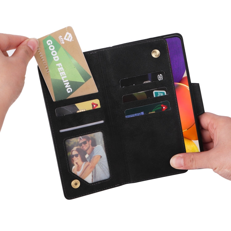 Rivet Buckle 9 Cards Three Fold Leather Phone Case, For Samsung Galaxy A82, For Samsung Galaxy Note9, For Samsung Galaxy Note10