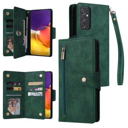 Rivet Buckle 9 Cards Three Fold Leather Phone Case, For Samsung Galaxy A82, For Samsung Galaxy Note9, For Samsung Galaxy Note10