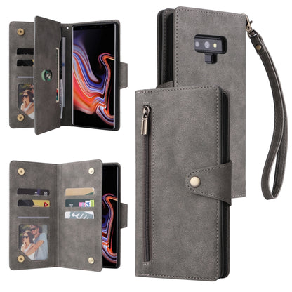 Rivet Buckle 9 Cards Three Fold Leather Phone Case, For Samsung Galaxy A82, For Samsung Galaxy Note9, For Samsung Galaxy Note10