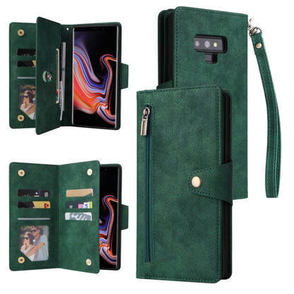 Rivet Buckle 9 Cards Three Fold Leather Phone Case, For Samsung Galaxy A82, For Samsung Galaxy Note9, For Samsung Galaxy Note10