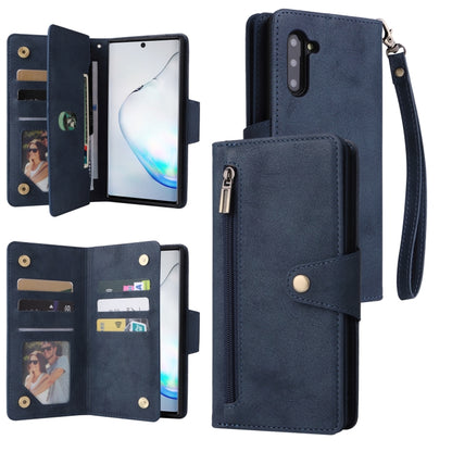 Rivet Buckle 9 Cards Three Fold Leather Phone Case, For Samsung Galaxy A82, For Samsung Galaxy Note9, For Samsung Galaxy Note10