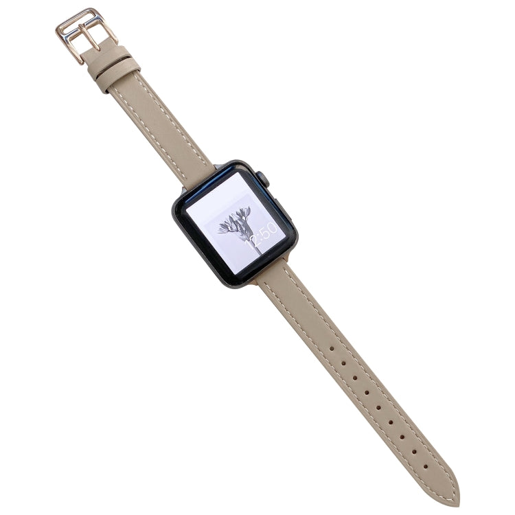 Plain Leather Watchband For Apple Watch Series, 7 41mm / 6&SE&5&4 40mm / 3&2&1 38mm, 7 45mm / 6&SE&5&4 44mm / 3&2&1 42mm