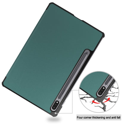 Three-folding Holder Custer Texture Leather Tablet Case, For Samsung Galaxy Tab S8