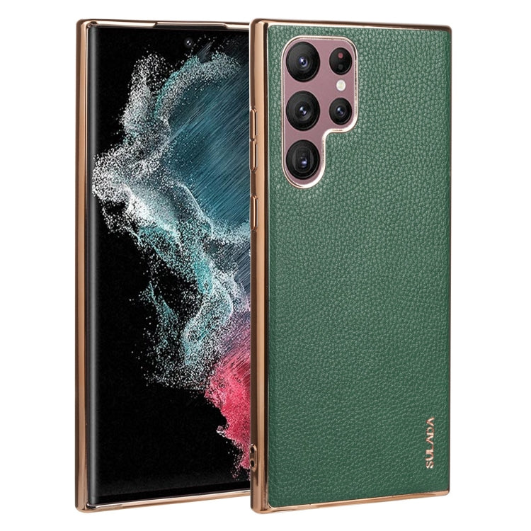 SULADA Shockproof TPU + Handmade Leather Phone Case, For Samsung Galaxy S22 5G, For Samsung Galaxy S22 Ultra 5G, For Samsung Galaxy S22+ 5G
