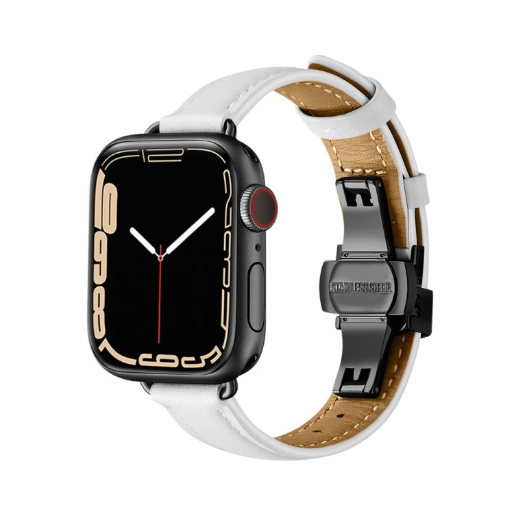 Slimming Butterfly Buckle Watchband For Apple Watch Series, 7 41mm / 6&SE&5&4 40mm / 3&2&1 38mm, 7 45mm / 6&SE&5&4 44mm / 3&2&1 42mm