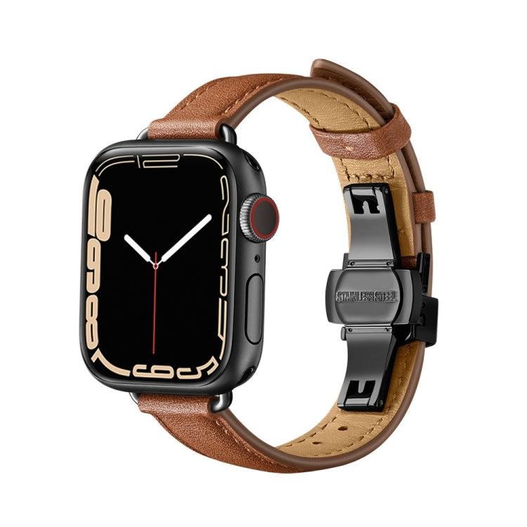 Slimming Butterfly Buckle Watchband For Apple Watch Series, 7 41mm / 6&SE&5&4 40mm / 3&2&1 38mm, 7 45mm / 6&SE&5&4 44mm / 3&2&1 42mm