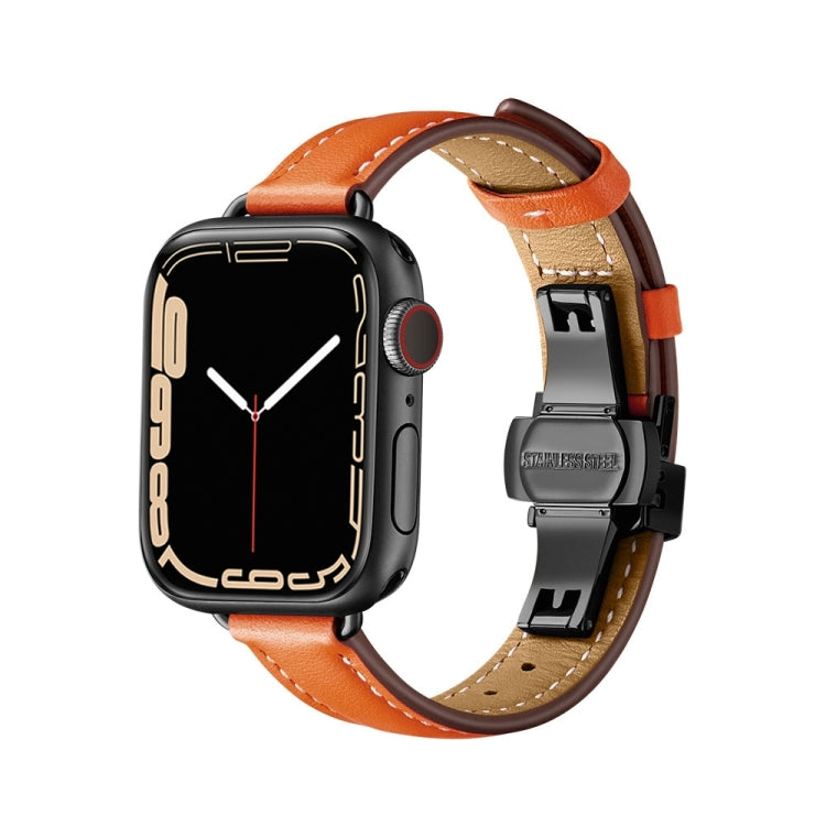Slimming Butterfly Buckle Watchband For Apple Watch Series, 7 41mm / 6&SE&5&4 40mm / 3&2&1 38mm, 7 45mm / 6&SE&5&4 44mm / 3&2&1 42mm