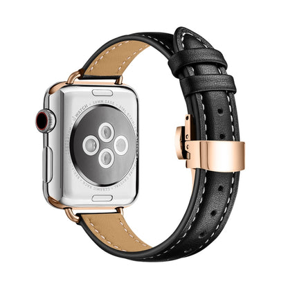 Slimming Butterfly Buckle Watchband For Apple Watch Series, 7 41mm / 6&SE&5&4 40mm / 3&2&1 38mm, 7 45mm / 6&SE&5&4 44mm / 3&2&1 42mm
