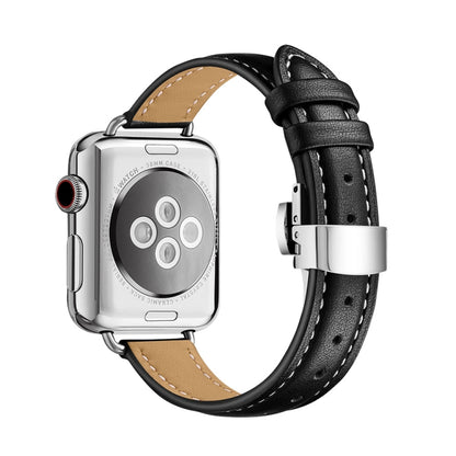 Slimming Butterfly Buckle Watchband For Apple Watch Series, 7 41mm / 6&SE&5&4 40mm / 3&2&1 38mm, 7 45mm / 6&SE&5&4 44mm / 3&2&1 42mm