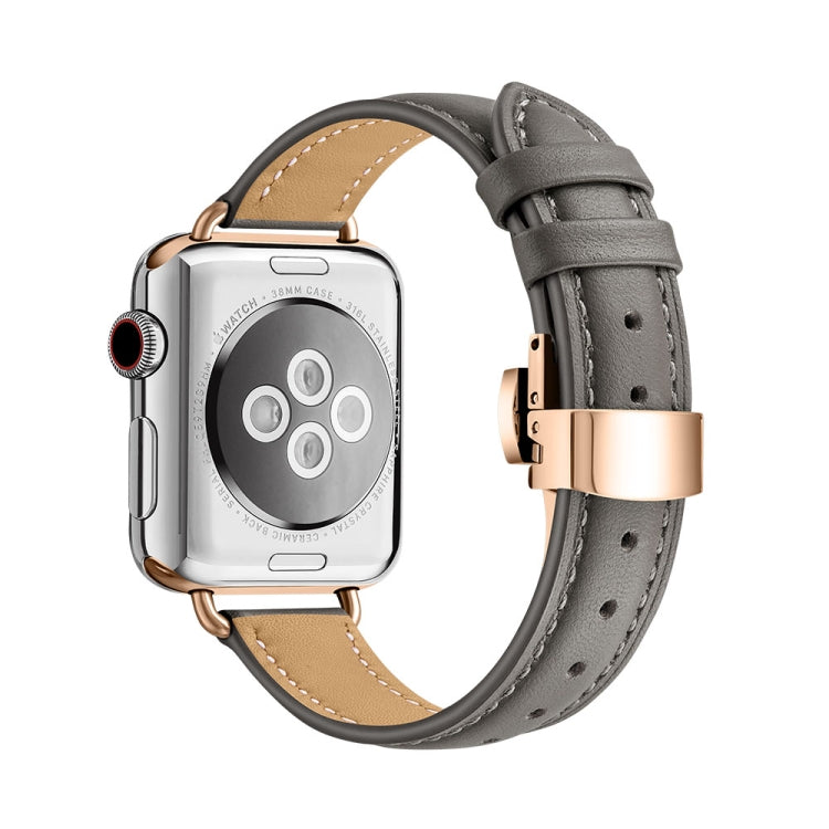 Slimming Butterfly Buckle Watchband For Apple Watch Series, 7 41mm / 6&SE&5&4 40mm / 3&2&1 38mm, 7 45mm / 6&SE&5&4 44mm / 3&2&1 42mm