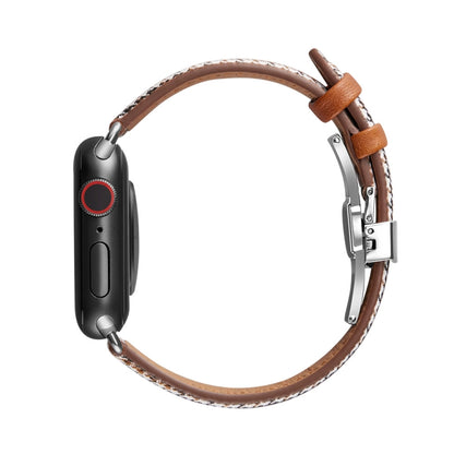 Slimming Butterfly Buckle Watchband For Apple Watch Series, 7 41mm / 6&SE&5&4 40mm / 3&2&1 38mm, 7 45mm / 6&SE&5&4 44mm / 3&2&1 42mm