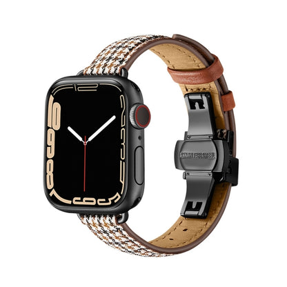 Slimming Butterfly Buckle Watchband For Apple Watch Series, 7 41mm / 6&SE&5&4 40mm / 3&2&1 38mm, 7 45mm / 6&SE&5&4 44mm / 3&2&1 42mm