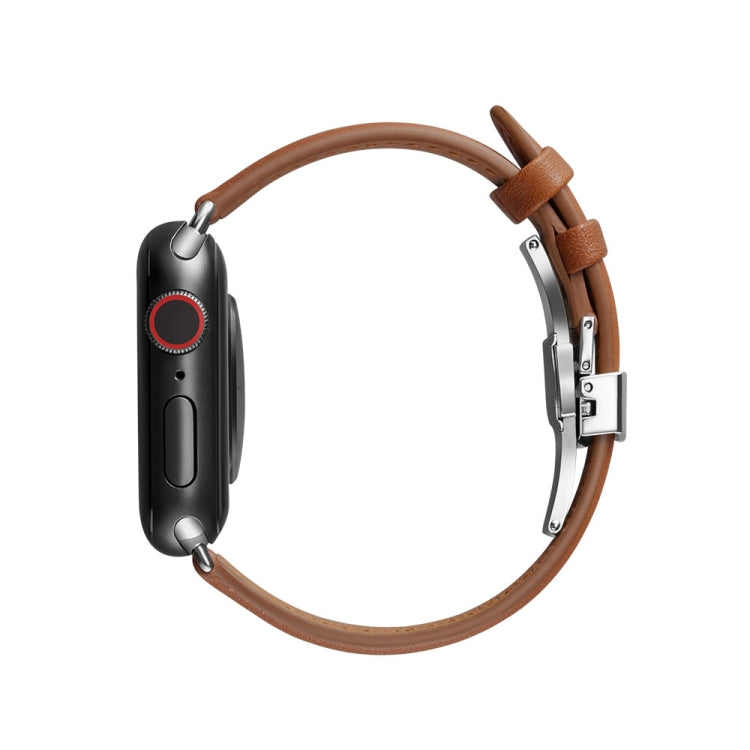 Slimming Butterfly Buckle Watchband For Apple Watch Series, 7 41mm / 6&SE&5&4 40mm / 3&2&1 38mm, 7 45mm / 6&SE&5&4 44mm / 3&2&1 42mm