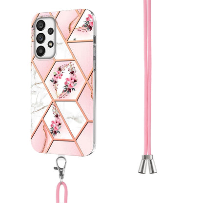 Splicing Marble Flower Pattern TPU Phone Case with Lanyard, For Samsung Galaxy A73 5G, For Samsung Galaxy Note20, For Samsung Galaxy Note20 Ultra, For Samsung Galaxy S22 5G, For Samsung Galaxy S22+ 5G, For Samsung Galaxy S22 Ultra 5G