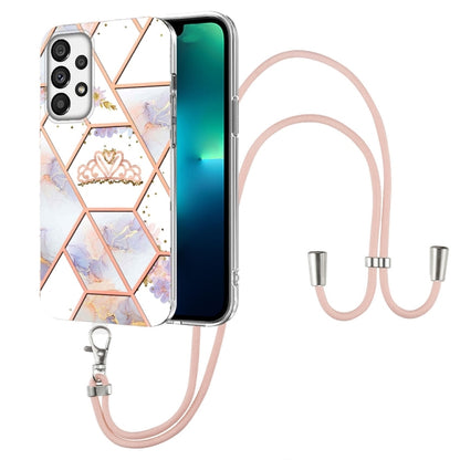 Splicing Marble Flower Pattern TPU Phone Case with Lanyard, For Samsung Galaxy A73 5G, For Samsung Galaxy Note20, For Samsung Galaxy Note20 Ultra, For Samsung Galaxy S22 5G, For Samsung Galaxy S22+ 5G, For Samsung Galaxy S22 Ultra 5G