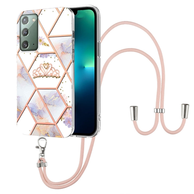 Splicing Marble Flower Pattern TPU Phone Case with Lanyard, For Samsung Galaxy A73 5G, For Samsung Galaxy Note20, For Samsung Galaxy Note20 Ultra, For Samsung Galaxy S22 5G, For Samsung Galaxy S22+ 5G, For Samsung Galaxy S22 Ultra 5G