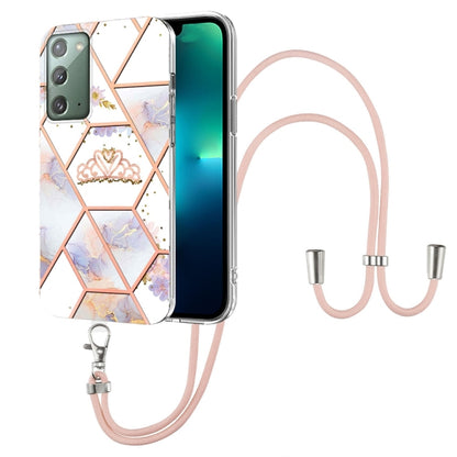 Splicing Marble Flower Pattern TPU Phone Case with Lanyard, For Samsung Galaxy A73 5G, For Samsung Galaxy Note20, For Samsung Galaxy Note20 Ultra, For Samsung Galaxy S22 5G, For Samsung Galaxy S22+ 5G, For Samsung Galaxy S22 Ultra 5G