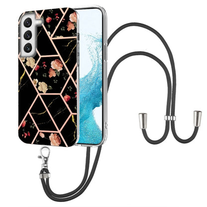 Splicing Marble Flower Pattern TPU Phone Case with Lanyard, For Samsung Galaxy A73 5G, For Samsung Galaxy Note20, For Samsung Galaxy Note20 Ultra, For Samsung Galaxy S22 5G, For Samsung Galaxy S22+ 5G, For Samsung Galaxy S22 Ultra 5G