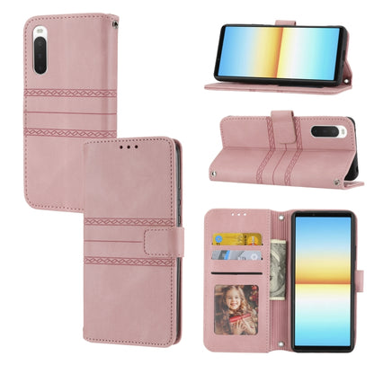 Embossed Striped Magnetic Buckle Horizontal Flip Phone Leather Case, For Samsung Galaxy M23 / F23 5G Japanese Version, For Sony Xperia 10 IV, For Sony Xperia 1 IV, For Xiaomi Redmi 10A, For Xiaomi Redmi 10C 4G Global, For Motorola Moto G Stylus 5G 2022...