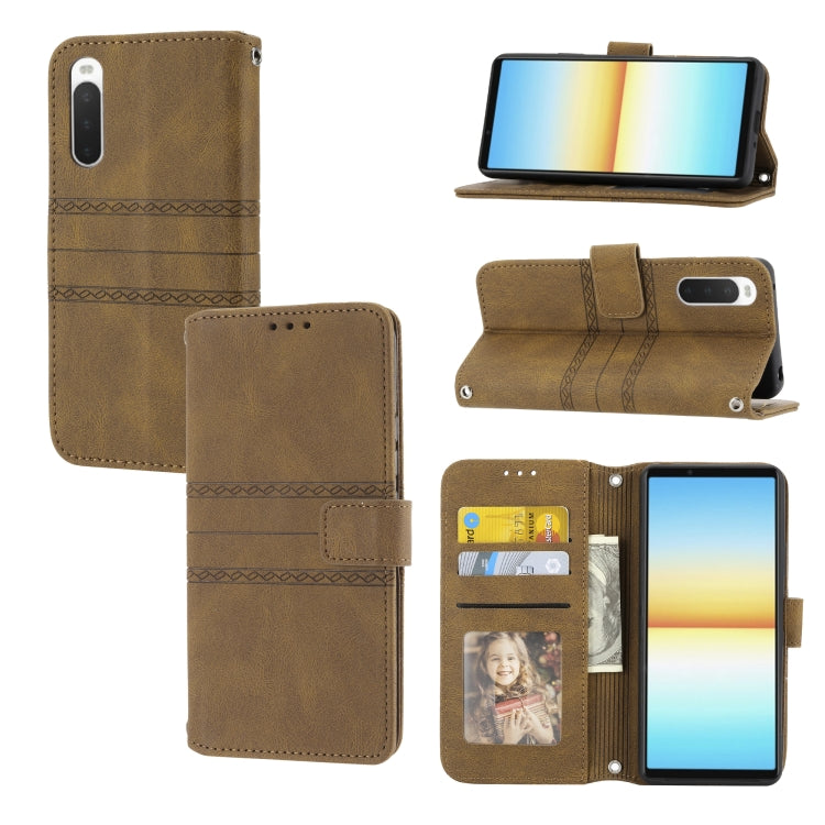 Embossed Striped Magnetic Buckle Horizontal Flip Phone Leather Case, For Samsung Galaxy M23 / F23 5G Japanese Version, For Sony Xperia 10 IV, For Sony Xperia 1 IV, For Xiaomi Redmi 10A, For Xiaomi Redmi 10C 4G Global, For Motorola Moto G Stylus 5G 2022...