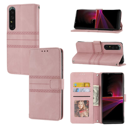 Embossed Striped Magnetic Buckle Horizontal Flip Phone Leather Case, For Samsung Galaxy M23 / F23 5G Japanese Version, For Sony Xperia 10 IV, For Sony Xperia 1 IV, For Xiaomi Redmi 10A, For Xiaomi Redmi 10C 4G Global, For Motorola Moto G Stylus 5G 2022...
