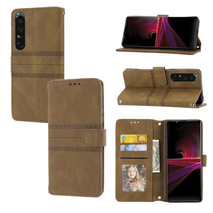 Embossed Striped Magnetic Buckle Horizontal Flip Phone Leather Case, For Samsung Galaxy M23 / F23 5G Japanese Version, For Sony Xperia 10 IV, For Sony Xperia 1 IV, For Xiaomi Redmi 10A, For Xiaomi Redmi 10C 4G Global, For Motorola Moto G Stylus 5G 2022...