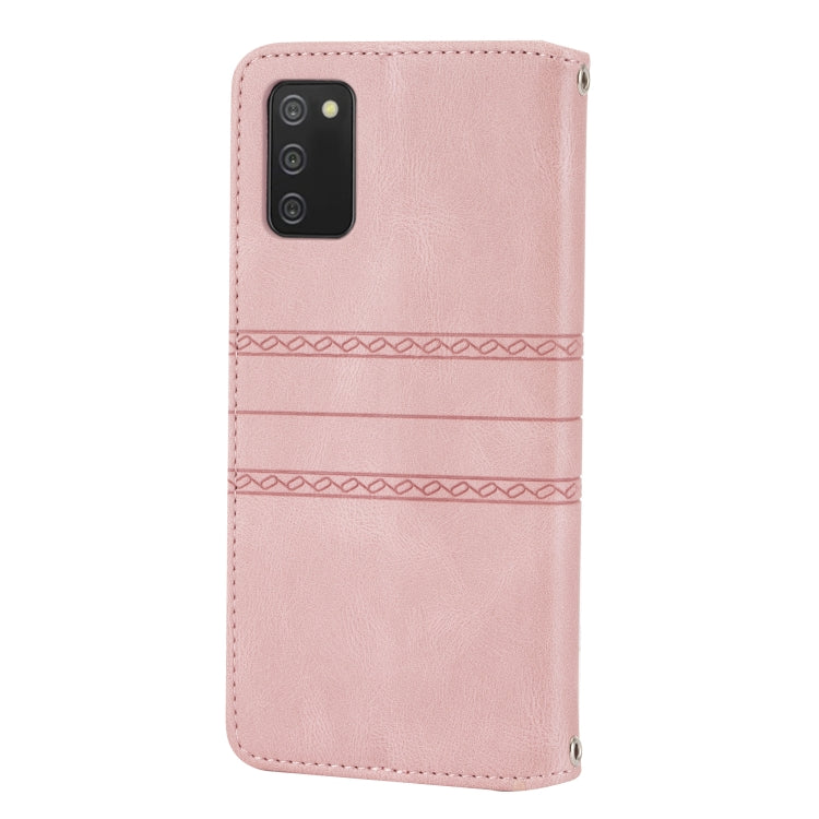 Embossed Striped Magnetic Buckle Horizontal Flip Phone Leather Case, For Samsung Galaxy A03s 164.2mm US Version