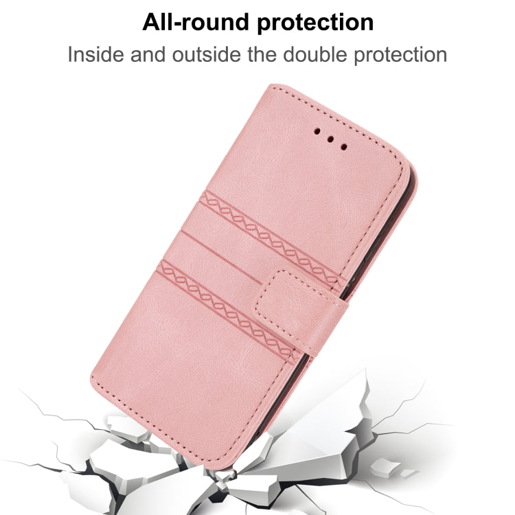 Embossed Striped Magnetic Buckle Horizontal Flip Phone Leather Case, For Samsung Galaxy A03s 164.2mm US Version