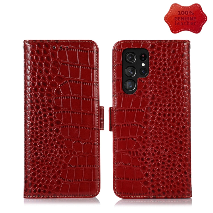 Crocodile Top Layer Cowhide Leather Phone Case, For Alcatel 1B 2022, For Nokia X100, For OPPO Reno7 4G Global/F21 Pro 4G, For Xiaomi Redmi 10A / 9C, For Samsung Galaxy F23 5G / M23, For Samsung Galaxy M33 5G, For Samsung Galaxy M53 5G                  ...