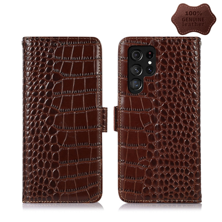 Crocodile Top Layer Cowhide Leather Phone Case, For Alcatel 1B 2022, For Nokia X100, For OPPO Reno7 4G Global/F21 Pro 4G, For Xiaomi Redmi 10A / 9C, For Samsung Galaxy F23 5G / M23, For Samsung Galaxy M33 5G, For Samsung Galaxy M53 5G                  ...