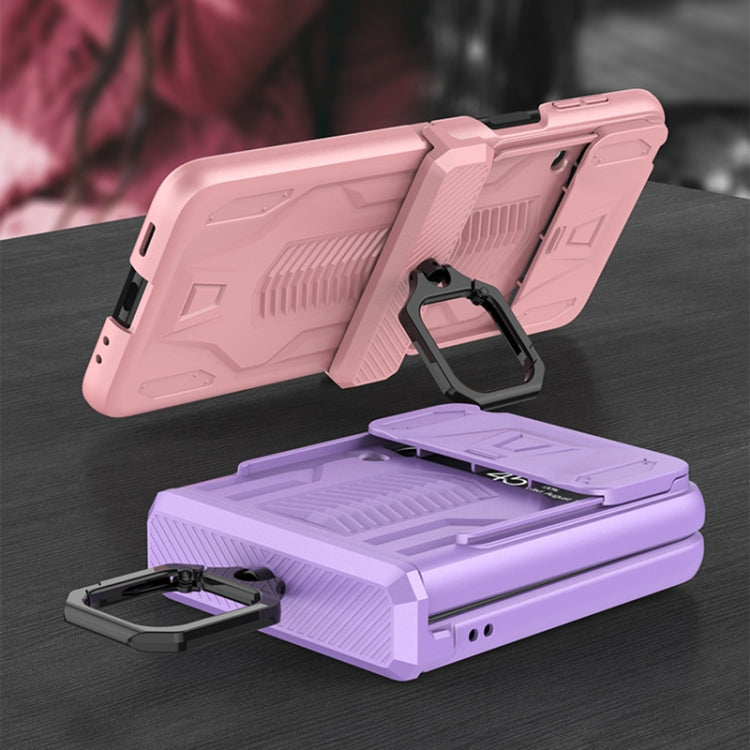 GKK Sliding Camshield Magnetic Armor Flip Phone Case with Ring Holder, For Samsung Galaxy Z Flip3 5G