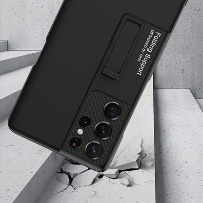 GKK Ultra-thin Shockproof Phone Case with Holder & Pen Slots & Stylus Pen, For Samsung Galaxy S21 Ultra 5G