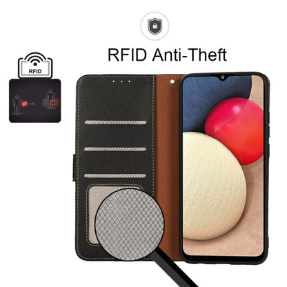 KHAZNEH Litchi Texture Leather RFID Phone Case, For Samsung Galaxy A03 164mm, For Samsung Galaxy A13, For Samsung Galaxy A33 5G, For Samsung Galaxy M23 / F23 5G, For Samsung Galaxy M53 5G, For Samsung Galaxy S21 FE 5G
