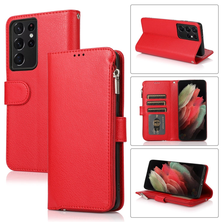 Microfiber Zipper Horizontal Flip Leather Case, For Samsung Galaxy S20 Ultra, For Samsung Galaxy S22 Ultra 5G, For Samsung Galaxy S21+ 5G, For Samsung Galaxy S21 Ultra 5G, For Samsung Galaxy Note20, For Samsung Galaxy A21s