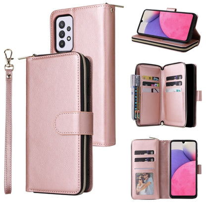 9 Card Slots Zipper Wallet Bag Leather Phone Case, For Samsung Galaxy A03s EU Version, For Samsung Galaxy A13 5G, For Samsung Galaxy A33 5G, For Samsung Galaxy A53 5G, For Samsung Galaxy S22+ 5G, For Samsung Galaxy S22 Ultra 5G, For Samsung Galaxy S22 5G