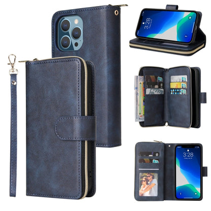 9 Card Slots Zipper Wallet Bag Leather Phone Case, For iPhone 13 mini, For iPhone 13, For iPhone 13 Pro, For iPhone 13 Pro Max