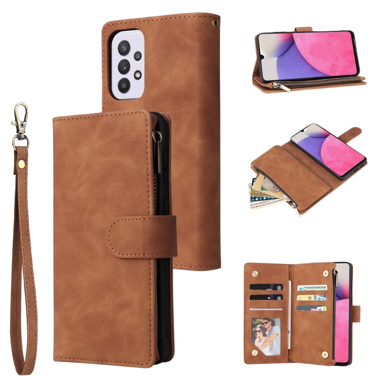 Multifunctional Frosted Zipper Wallet Leather Phone Case, For Samsung Galaxy S22+ 5G, For Samsung Galaxy A03s 166.5mm, For Samsung Galaxy A13 5G, For Samsung Galaxy A33 5G, For Samsung Galaxy A53 5G, For Xiaomi Redmi Note 11 Pro China                  ...