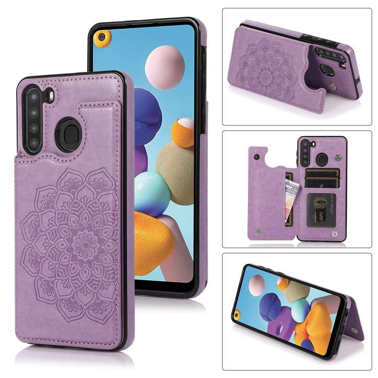 Double Buckle Mandala PU+TPU Phone Case, For Samsung Galaxy S20 FE, For Samsung Galaxy A21s, For Samsung Galaxy A22, For Samsung Galaxy A32, For Samsung Galaxy A42 5G, For Samsung Galaxy S21+ 5G, For Samsung Galaxy S21 Ultra 5G, For Samsung Galaxy S21 ...