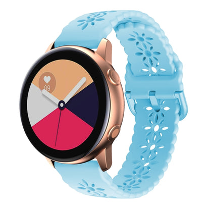 Plum Blossom Hollowed Silicone Watch Band, For Samsung Galaxy Watch4 40/44mm, For Samsung Galaxy Watch4 Classic 42/46mm