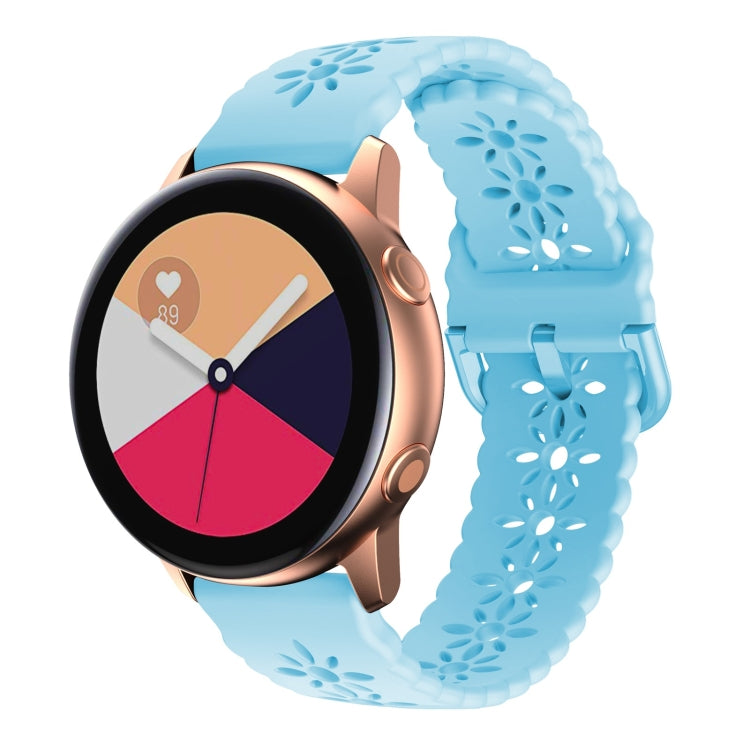 Plum Blossom Hollowed Silicone Watch Band, For Samsung Galaxy Watch4 40/44mm, For Samsung Galaxy Watch4 Classic 42/46mm