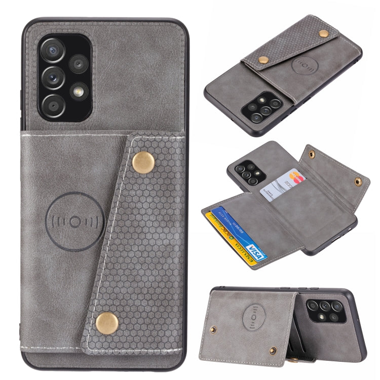 Double Buckle PU + TPU Shockproof Magnetic Phone Case, For Samsung Galaxy A73 5G