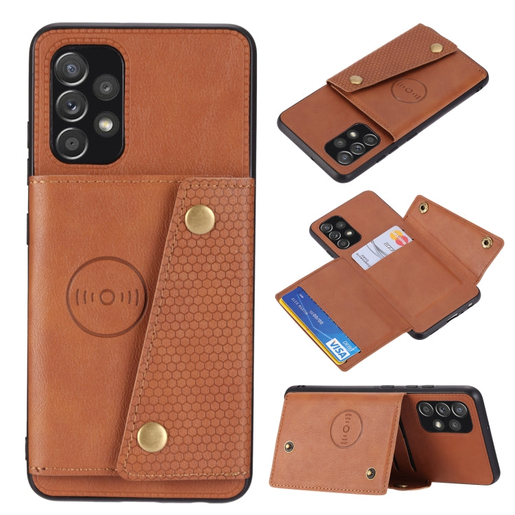 Double Buckle PU + TPU Shockproof Magnetic Phone Case, For Samsung Galaxy A73 5G