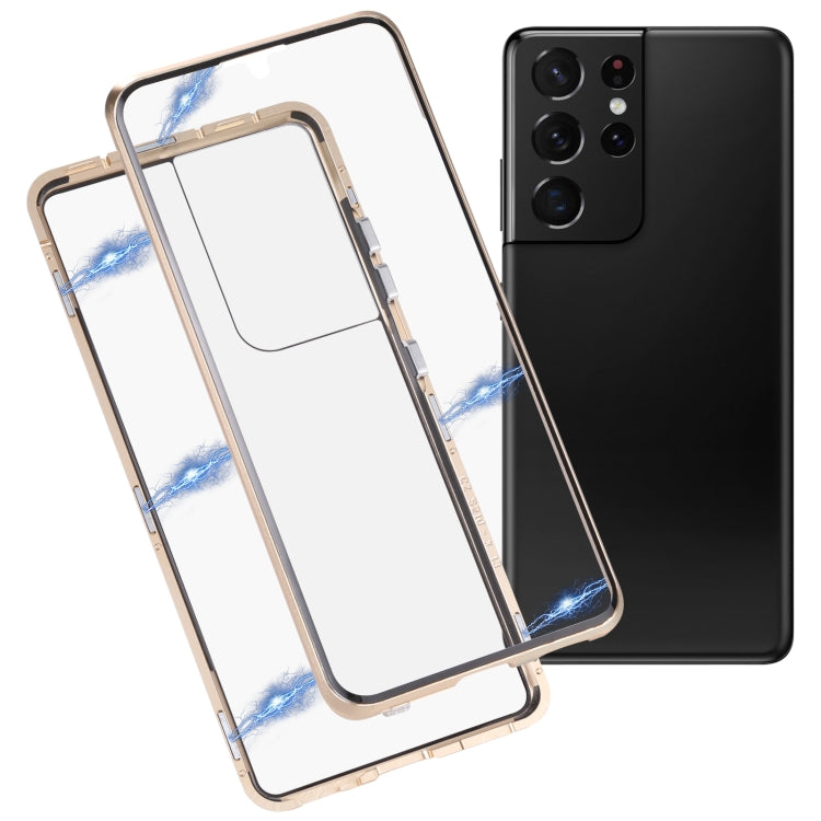 HD Magnetic Metal Tempered Glass Phone Case, For Samsung Galaxy S21 Ultra 5G