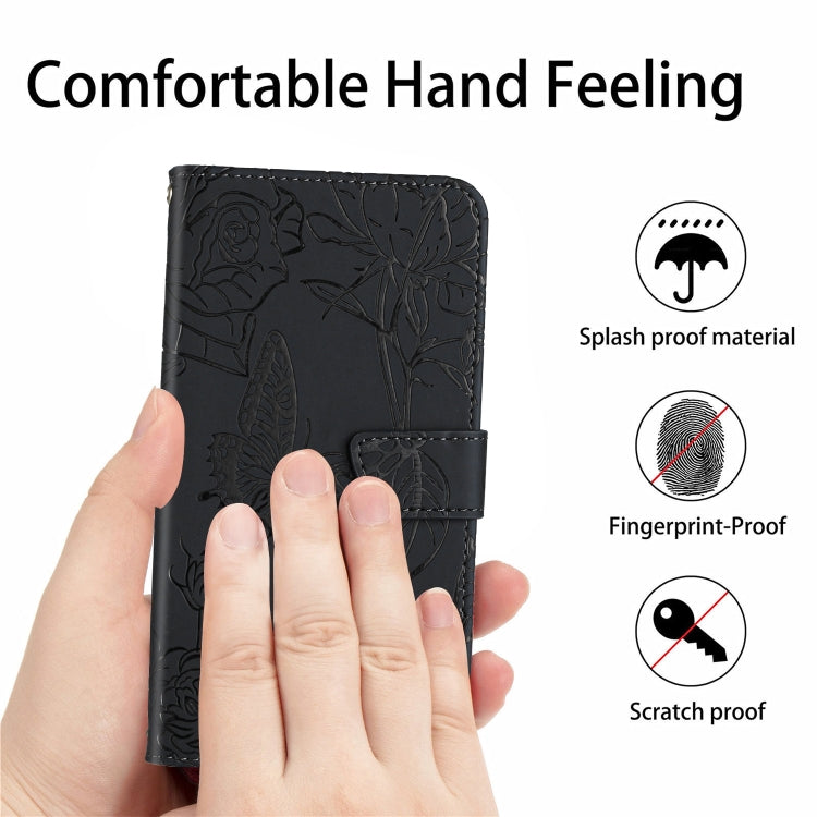 Skin Feel Butterfly Peony Embossed Leather Phone Case, For OPPO Realme 9 Pro+/Realme 9 4G, For Samsung Galaxy Xcover6 Pro, For Samsung Galaxy M33, For Samsung Galaxy M53, For Sharp Aquos R7, For Xiaomi Poco F4 GT
