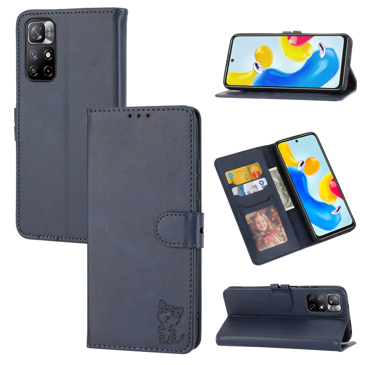 Embossed Happy Cat Pattern Leather Phone Case, For Google Pixel 6a, For Google Pixel 7 5G, For Google Pixel 7 Pro 5G, For Xiaomi Redmi 10A, For Xiaomi Redmi Note 11 4G Global/11S, For Xiaomi Redmi Note 11 Pro Global, For Samsung Galaxy A23 4G          ...