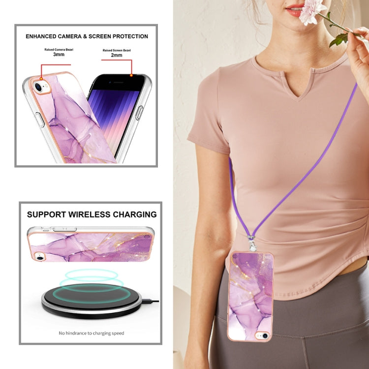 Electroplating Marble Pattern TPU Phone Case with Lanyard, For iPhone SE 2022 / SE 2020 / 8 / 7, For Motorola Moto G Stylus 2022, For Nokia G20 / G10, For Nokia G21 / G11, For Samsung Galaxy A23 5G / 4G, For Samsung Galaxy A13 4G                       ...
