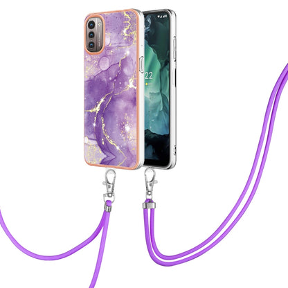 Electroplating Marble Pattern TPU Phone Case with Lanyard, For iPhone SE 2022 / SE 2020 / 8 / 7, For Motorola Moto G Stylus 2022, For Nokia G20 / G10, For Nokia G21 / G11, For Samsung Galaxy A23 5G / 4G, For Samsung Galaxy A13 4G                       ...