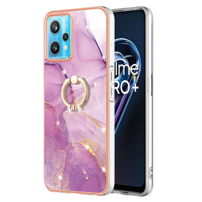 Electroplating Marble Pattern TPU Phone Case with Ring, For OPPO Realme 9 Pro+ 5G, For OPPO Realme 9 Pro 5G, For OPPO Realme 9i / A36 / A96 4G