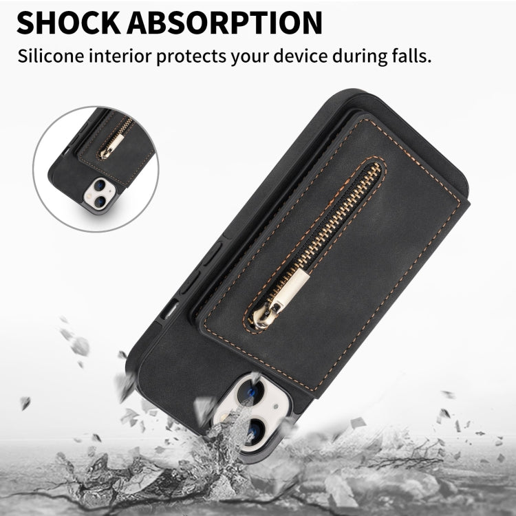 Zipper Card Holder Phone Case, For iPhone 13 mini, For iPhone 13, For iPhone 13 Pro, For iPhone 13 Pro Max, For iPhone 12, For iPhone 12 Pro Max, For iPhone 11, For iPhone 11 Pro